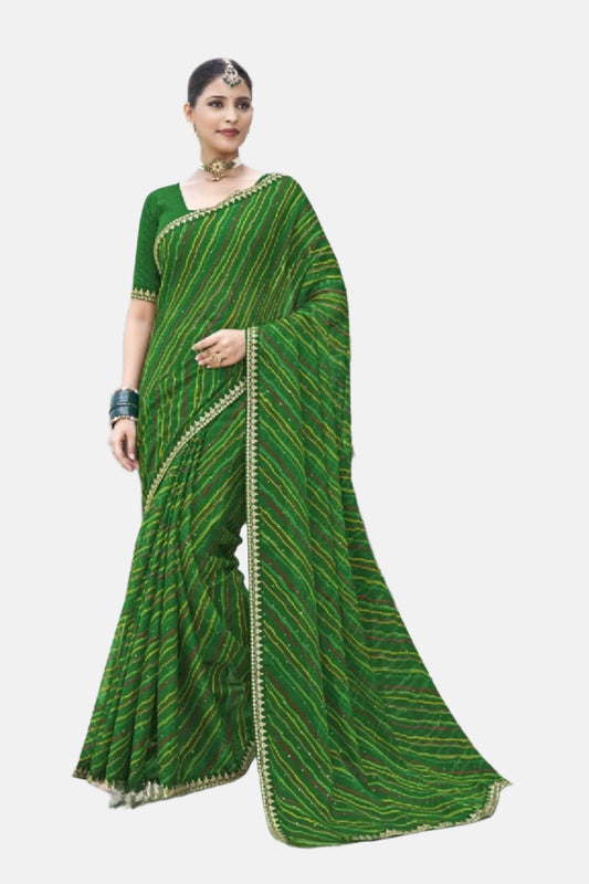 Laxmipati N-2628 Green Chiffon Saree 