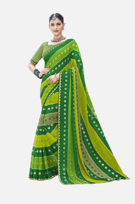 Laxmipati N-2629 Green Chiffon Saree 