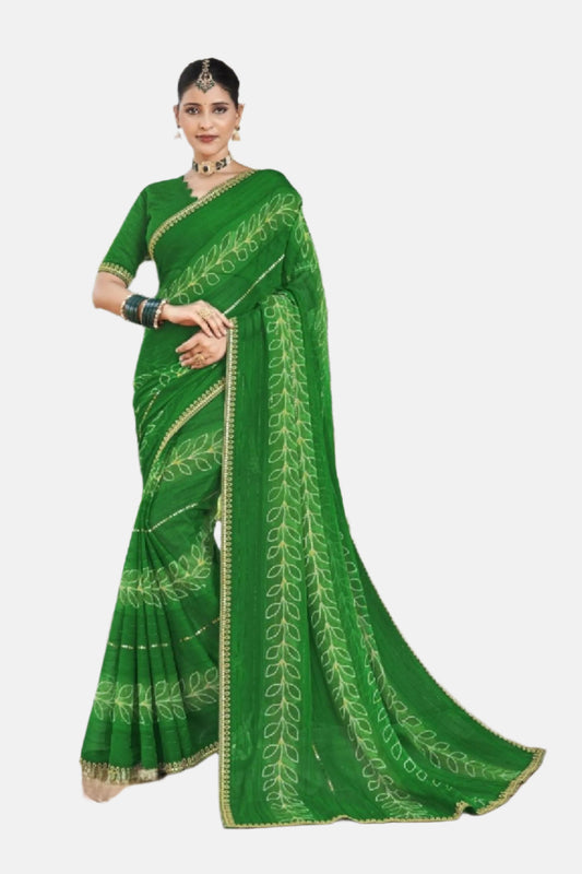 Laxmipati N-2630 Green Chiffon Saree 