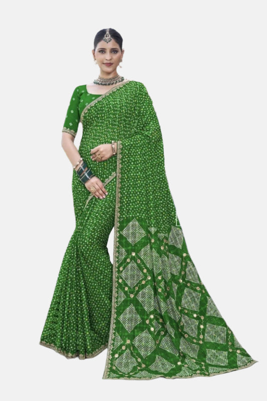 Laxmipati N-2632 Green Chiffon Saree 
