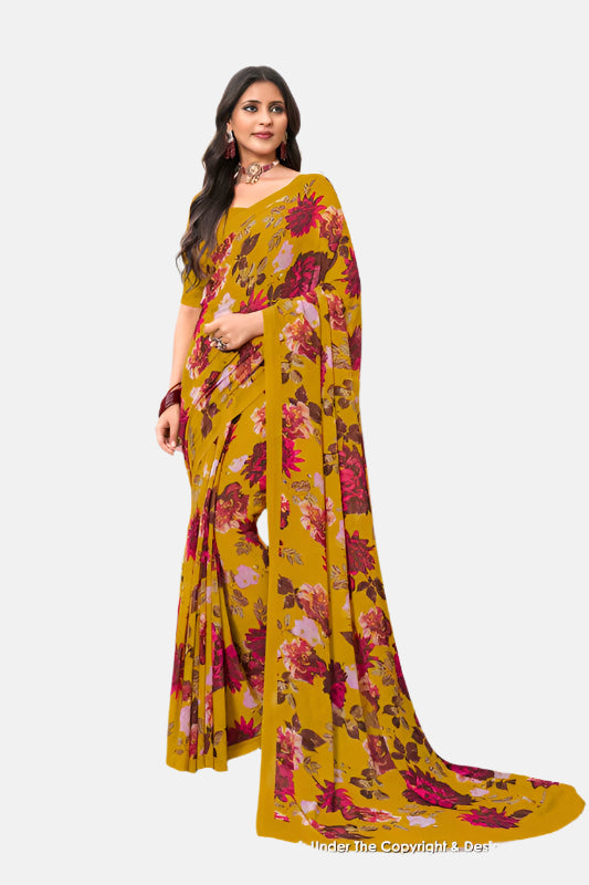 Laxmipati N-2636 Yellow Georgette Saree 