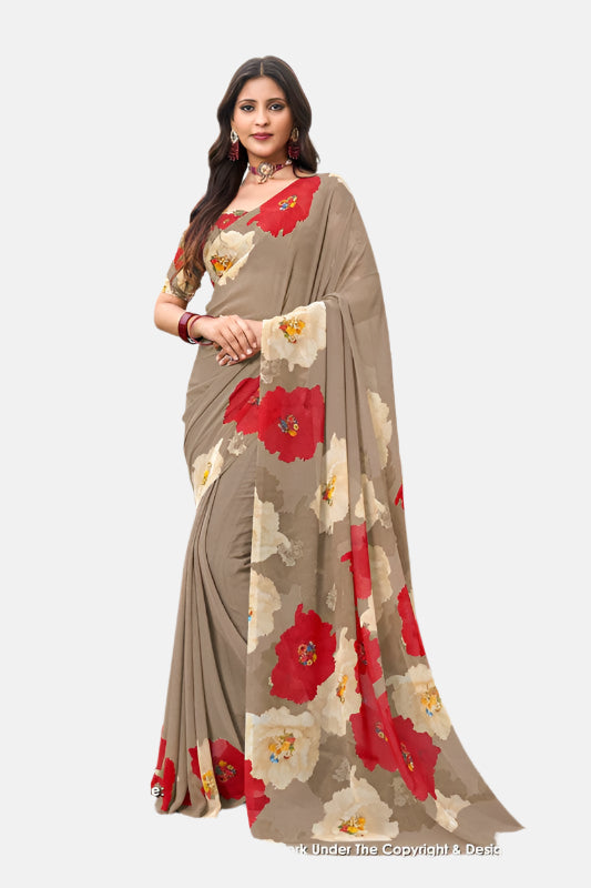 Laxmipati N-2639 Brown Georgette Saree 