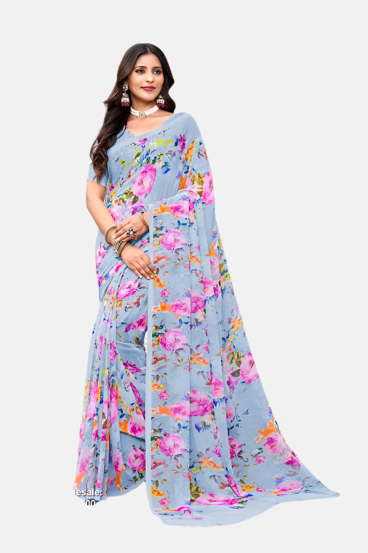 Laxmipati N-2640 Blue Georgette Saree 
