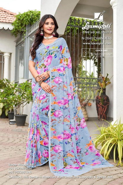 Laxmipati Basundi  Blue Georgette Saree (Blue, N-2640)