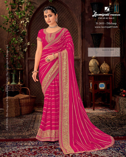 Laxmipati Firki-3 Pink Soft Organza Saree (Pink, N-2653)
