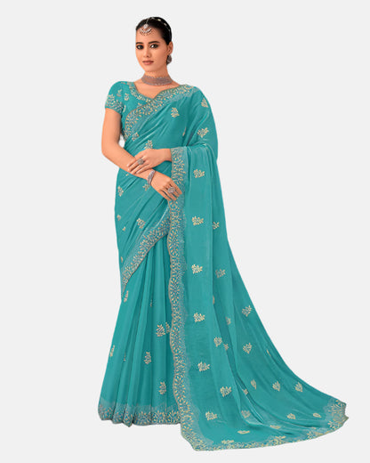 Laxmipati N-2654 Blue Jimmy Choo Saree 