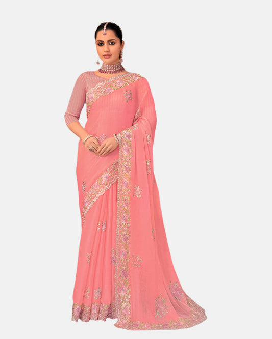 Laxmipati N-2655 Peach Jimmy Choo Saree 