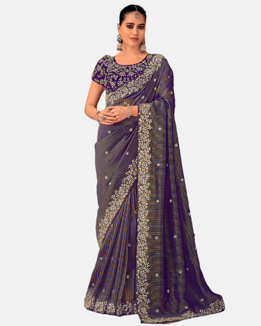 Laxmipati N-2661 Purple Soft Organza Saree 