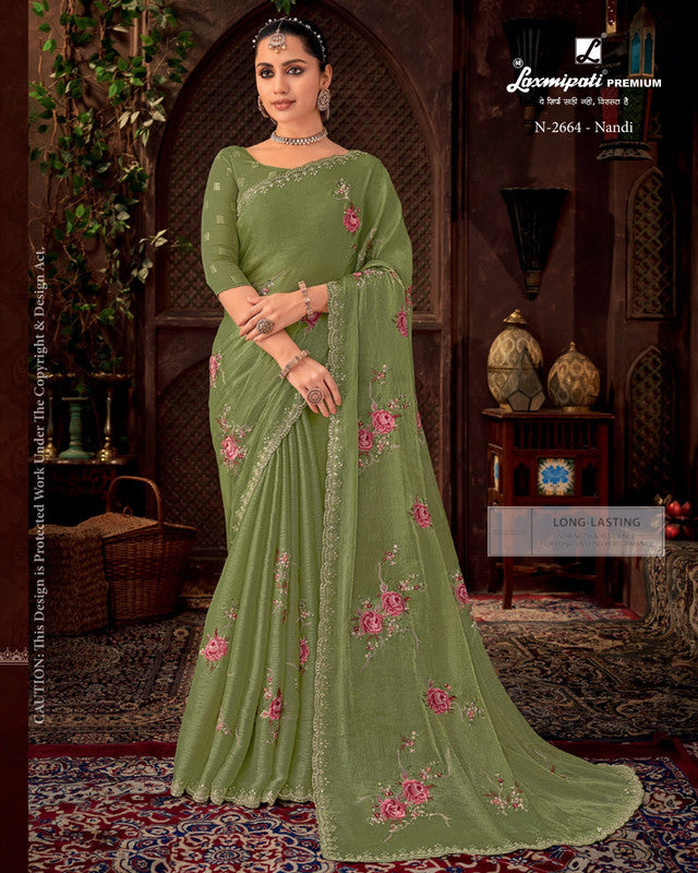 Laxmipati Firki-3 Green Jimmy Choo Saree (Green, N-2664)