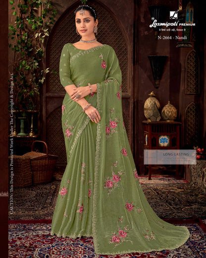 Laxmipati Firki-3 Green Jimmy Choo Saree (Green, N-2664)