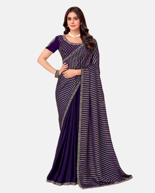 Laxmipati N-2667 Purple Organza Saree 