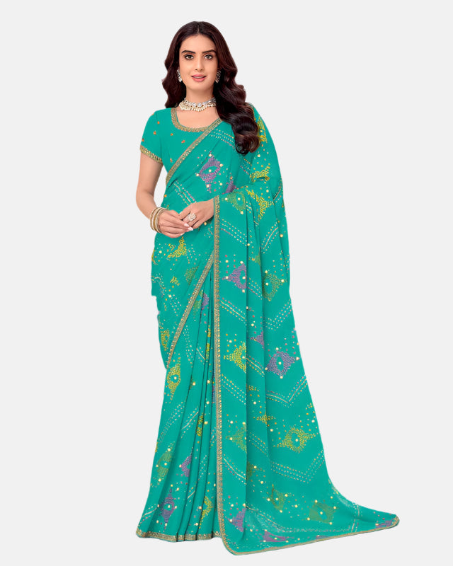 Laxmipati N-2668 Blue Sparkle Chiffon Saree 