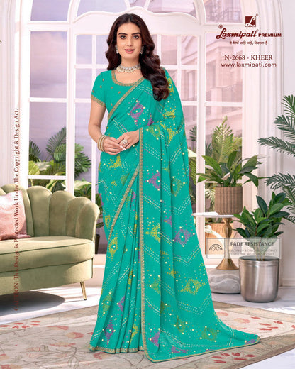 Laxmipati Megha Blue Sparkle Chiffon Saree (Blue, N-2668)