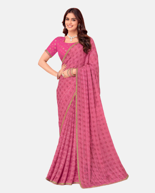 Laxmipati N-2669 Onion Chiffon Saree 