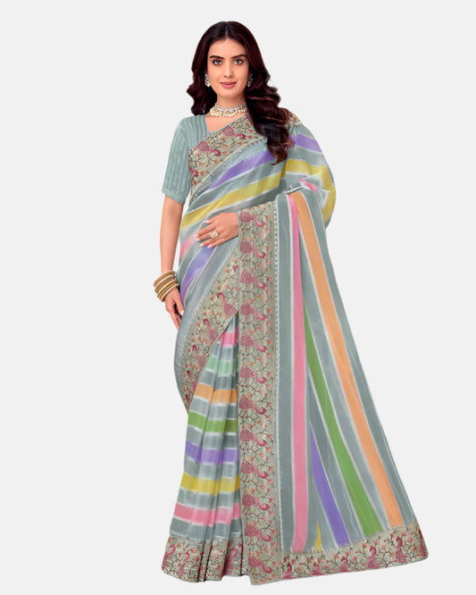 Laxmipati N-2672 Green Organza Saree 