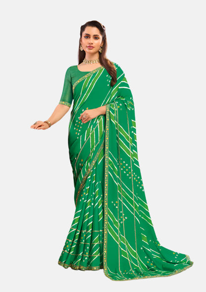 Laxmipati N-2678 Green Silk Chiffon Saree 