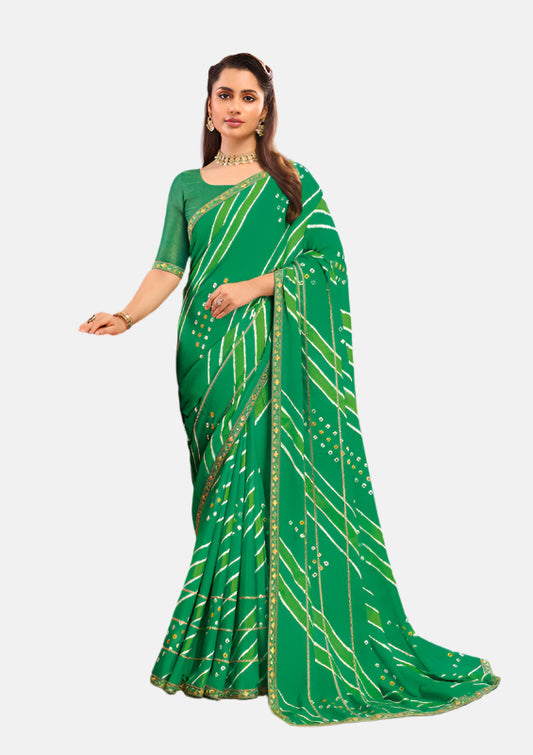 Laxmipati N-2678 Green Silk Chiffon Saree 