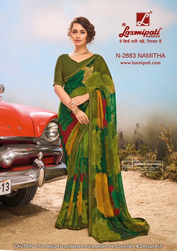 Laxmipati Baarish  Green Georgette Saree (Green, N-2683)