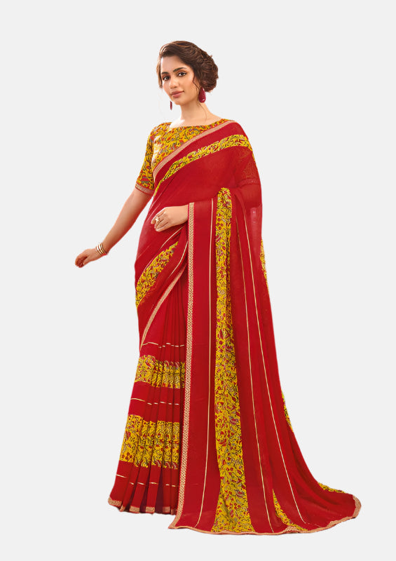 Laxmipati N-2684 Red Marble Chiffon Saree 