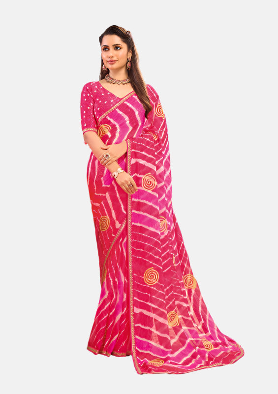 Laxmipati N-2687 Pink Sparkle Chiffon Saree 