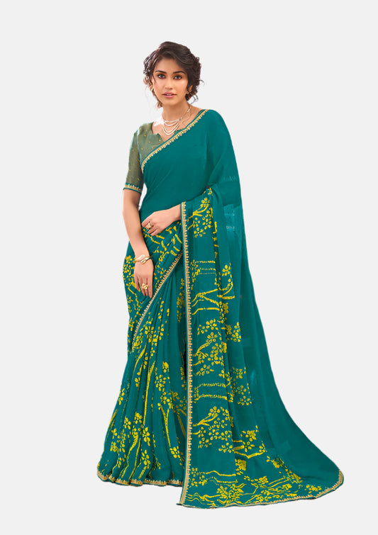 Laxmipati N-2688 Blue Chiffon Saree 