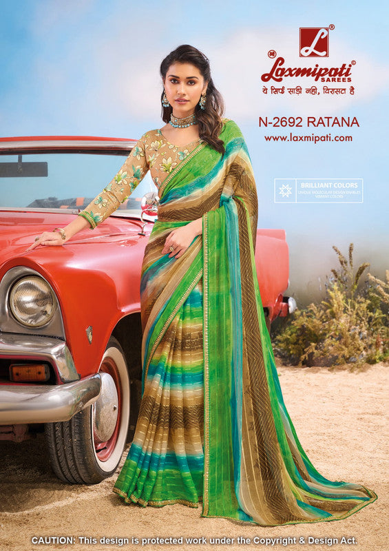 Laxmipati Baarish  Multicolor Chiffon Saree (Multicolor, N-2692)
