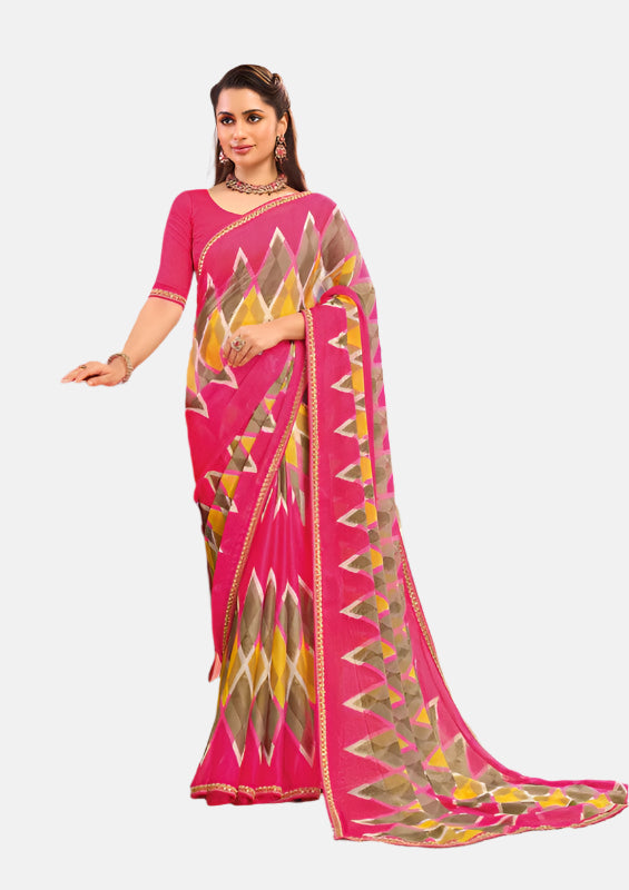 Laxmipati N-2693 Pink Sparkle Chiffon Saree 