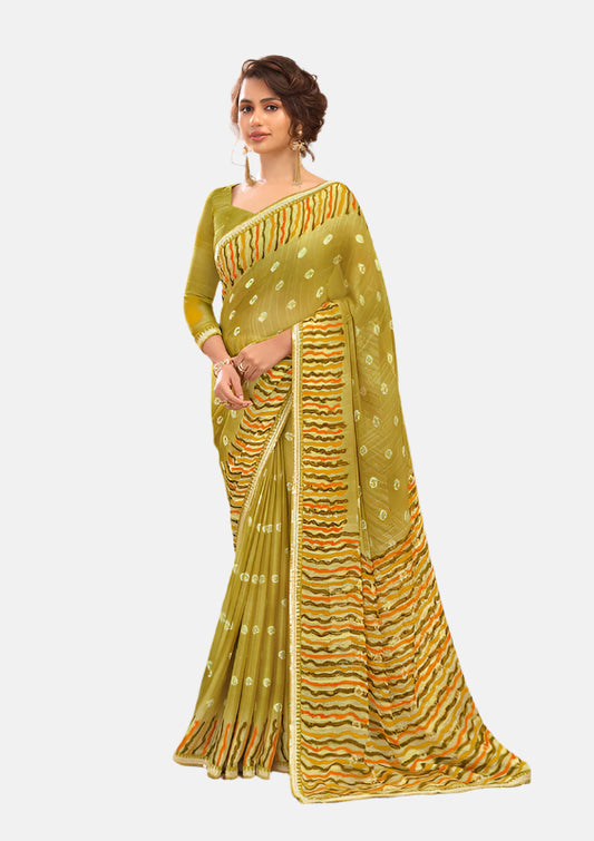 Laxmipati N-2697 Green Soft Moss Chiffon Saree 