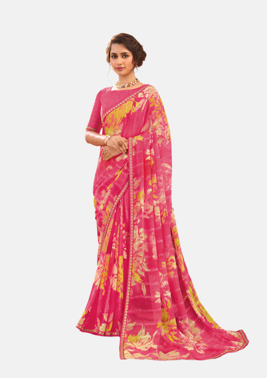 Laxmipati N-2698 Pink Chiffon Saree 