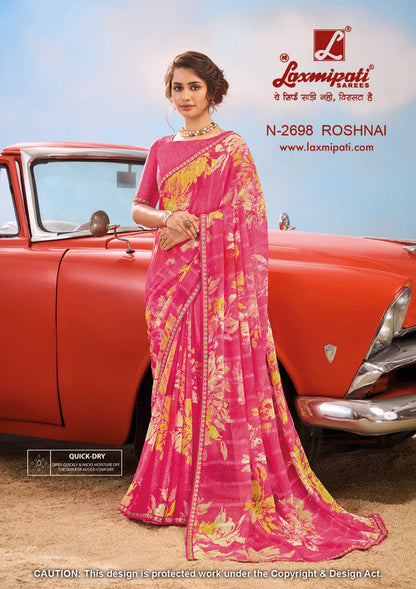 Laxmipati Baarish  Pink Chiffon Saree (Pink, N-2698)