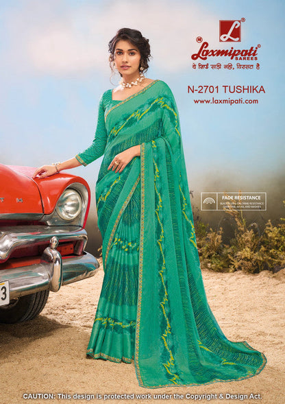 Laxmipati Baarish  Blue Chiffon Saree (Blue, N-2701)