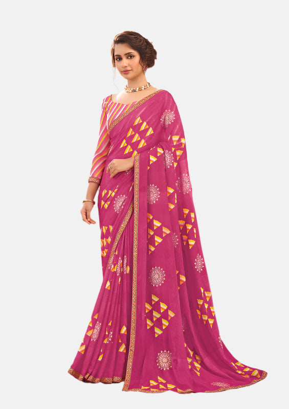 Laxmipati N-2705 Pink Sparkle Chiffon Saree 