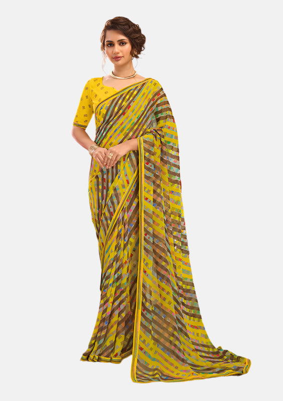 Laxmipati N-2707 Yellow Georgette Saree 
