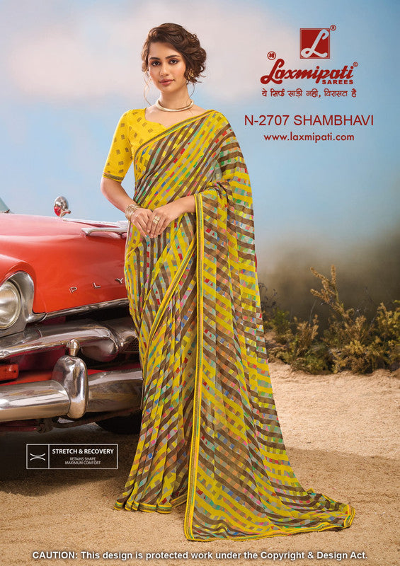 Laxmipati Baarish  Yellow Georgette Saree (Yellow, N-2707)