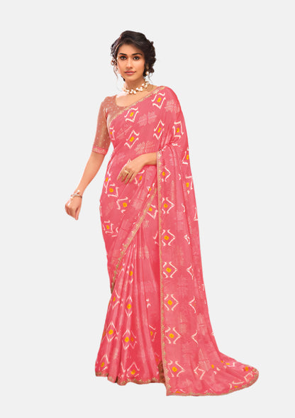 Laxmipati N-2708 pink Silk Chiffon Saree 