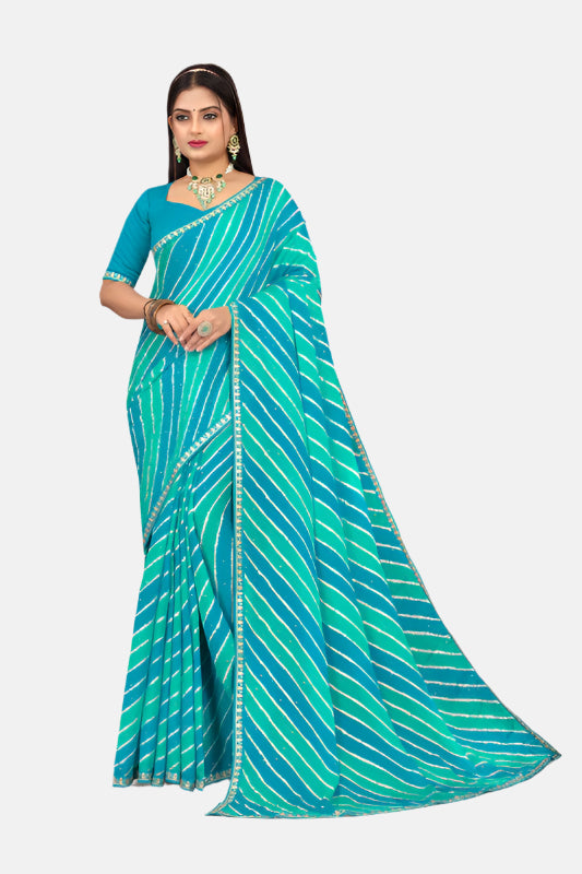 Laxmipati N-2709 Blue Chiffon Saree 