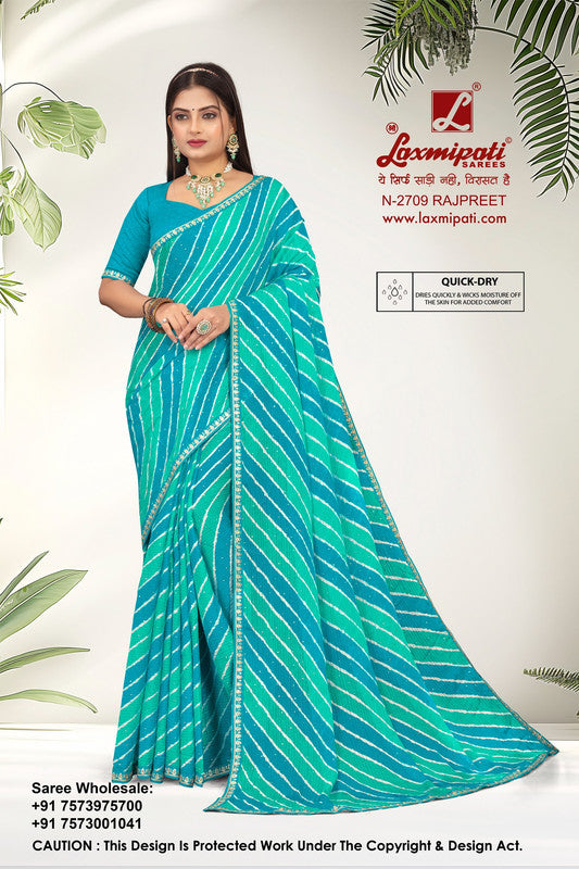 Laxmipati Rajpreet Blue Chiffon Saree (Blue, N-2709)