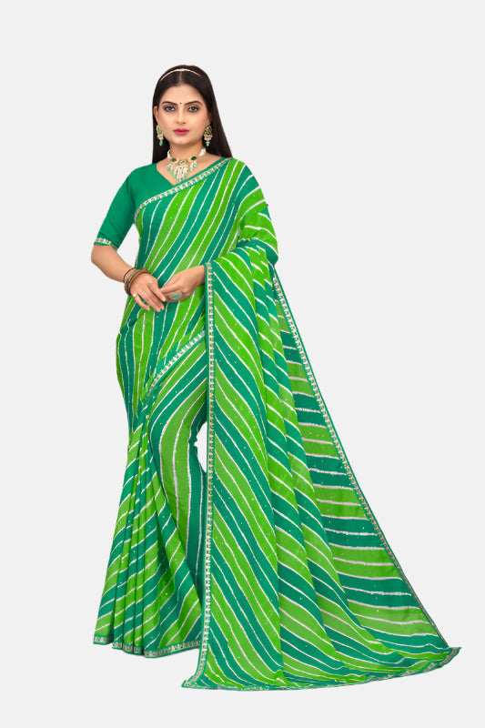 Laxmipati N-2710 Green Chiffon Saree 