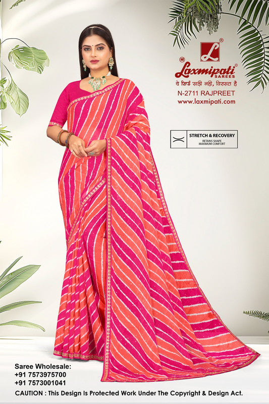 Laxmipati Rajpreet Pink Chiffon Saree (Pink, N-2711)