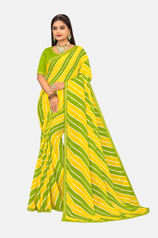 Laxmipati N-2712 Yellow Chiffon Saree 