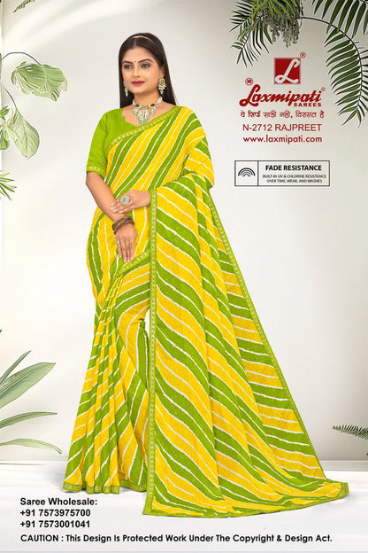 Laxmipati Rajpreet Yellow Chiffon Saree (Yellow, N-2712)